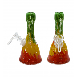 6'' Mini Tri-Color Bell Soft Glass Water Pipe - Glass On Glass [E58096G]